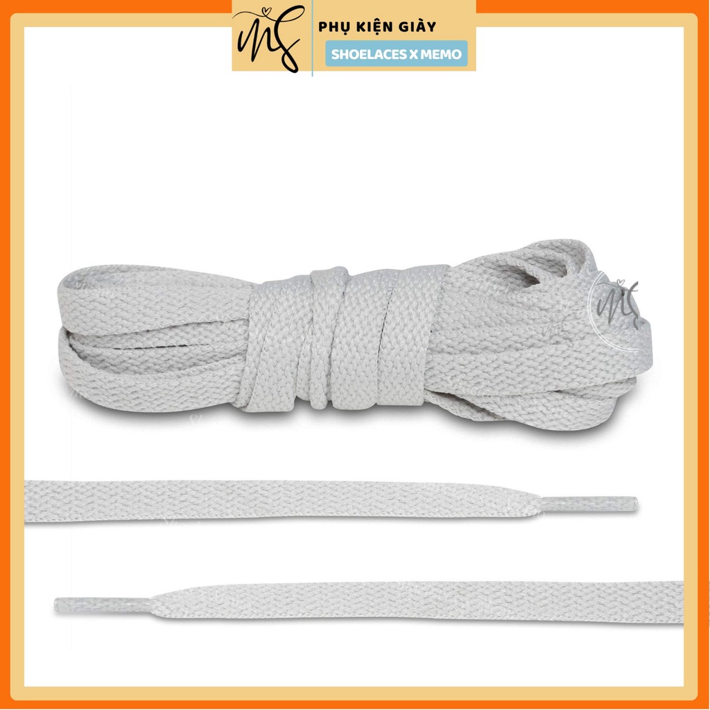 Dây giày bản dẹt màu xám nhạt