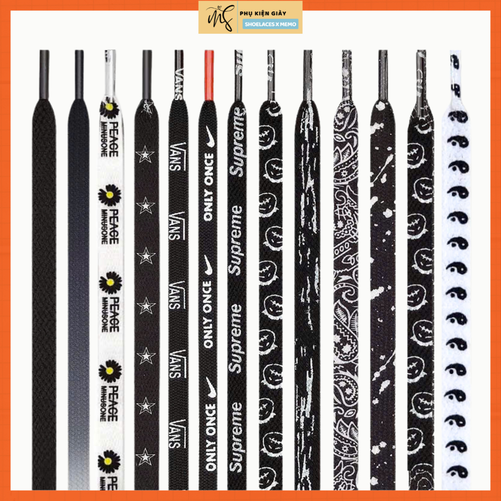 Dây Giày Thể Thao Trắng Đen 120–140cm