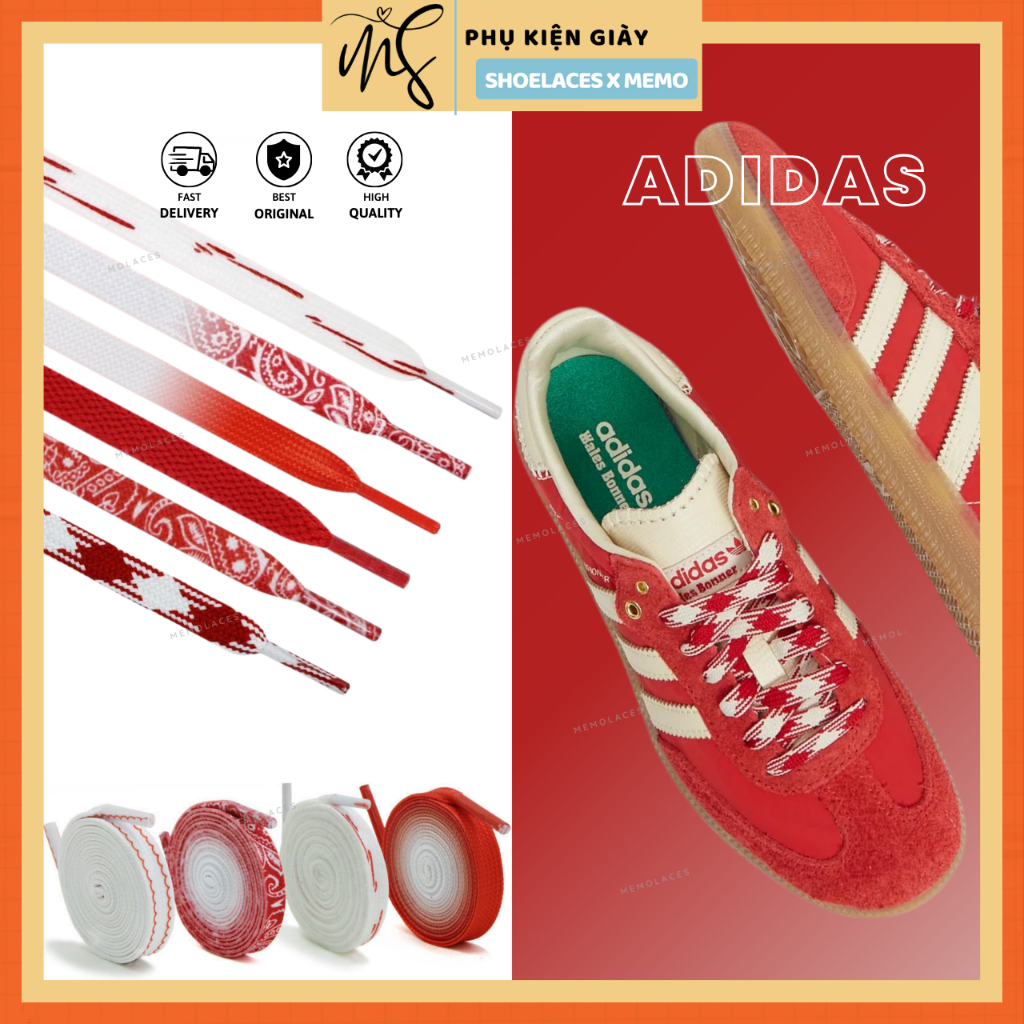 Dây Giày Adidas x Wales Bonner Men's Samba- Dây Giày Adidas OG Đỏ